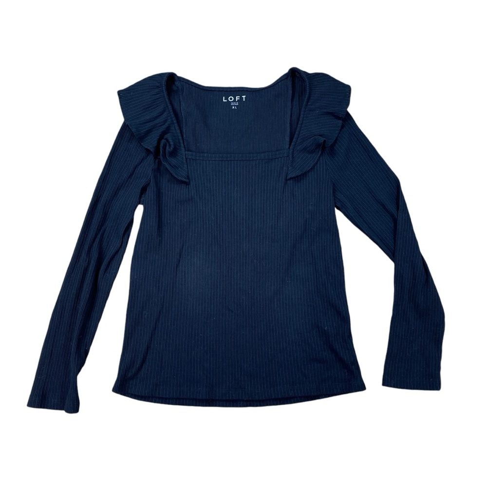 Woman’s LOFT ribbed long sleeve square neckline top size XL
